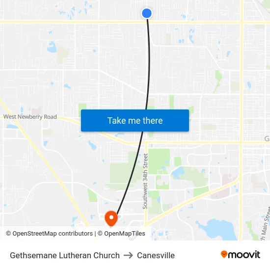 Gethsemane Lutheran Church to Canesville map