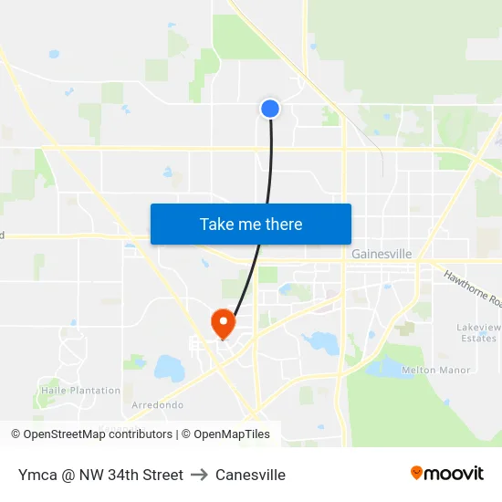 Ymca @ NW 34th Street to Canesville map