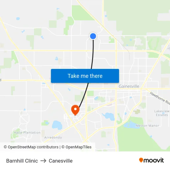 Barnhill Clinic to Canesville map