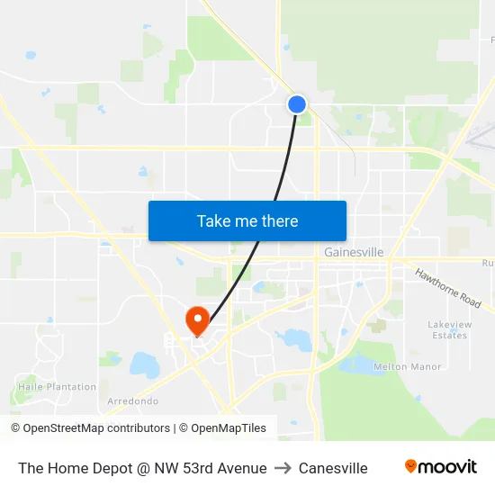 The Home Depot @ NW 53rd Avenue to Canesville map