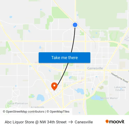 Abc Liquor Store @ NW 34th Street to Canesville map