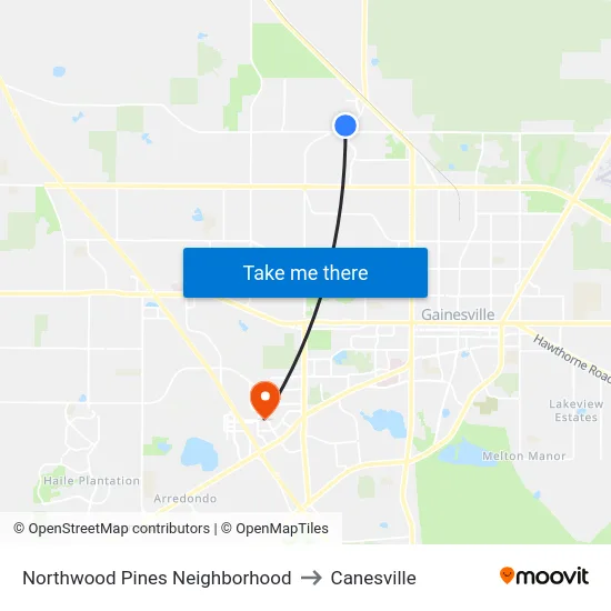 Northwood Pines Neighborhood to Canesville map