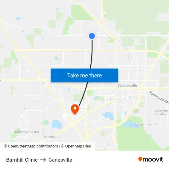 Barnhill Clinic to Canesville map