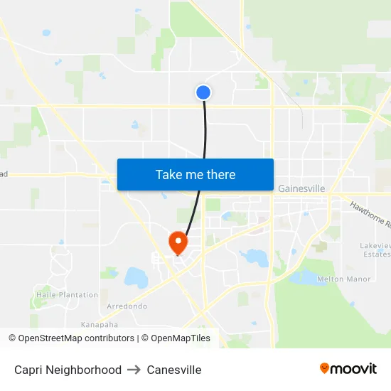 Capri Neighborhood to Canesville map