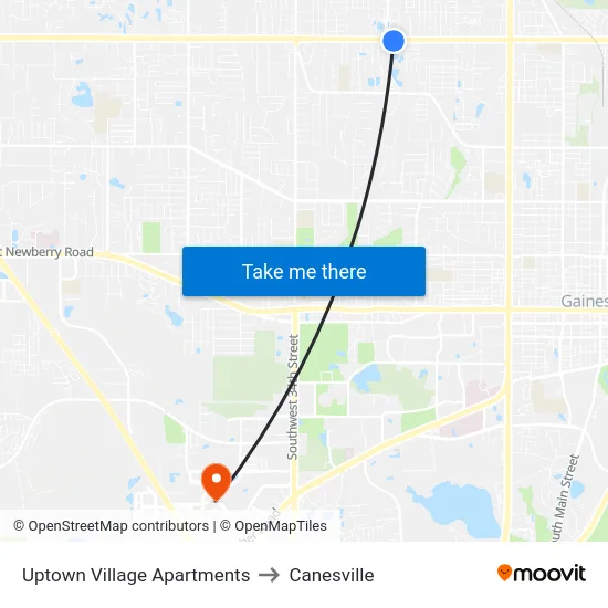 Uptown Village Apartments to Canesville map