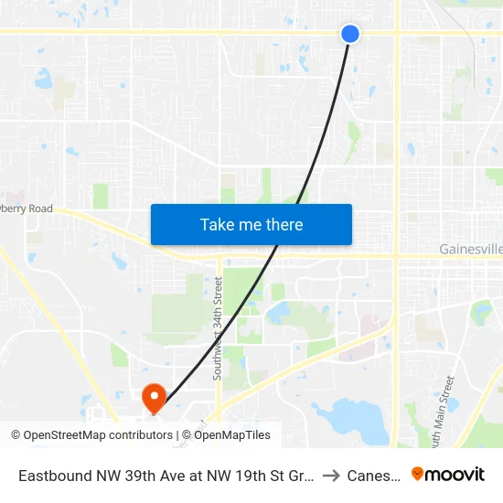Eastbound NW 39th Ave at NW 19th St Green Tree Pk to Canesville map
