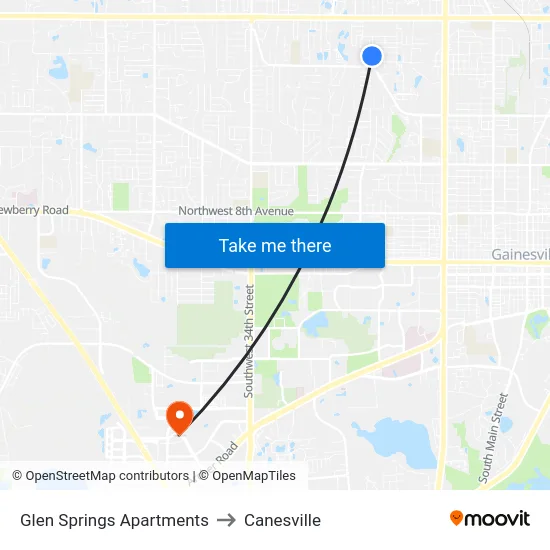 Glen Springs Apartments to Canesville map