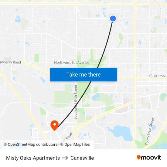 Misty Oaks Apartments to Canesville map