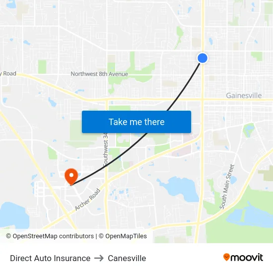 Direct Auto Insurance to Canesville map