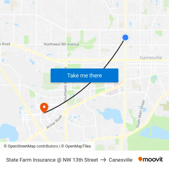 State Farm Insurance @ NW 13th Street to Canesville map