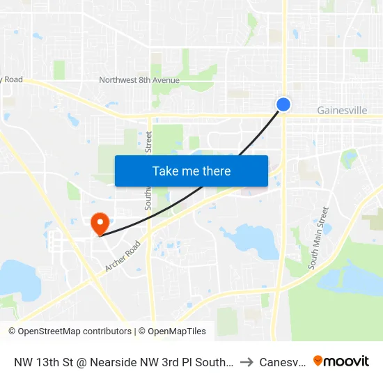 NW 13th St @ Nearside NW 3rd Pl Southbound to Canesville map