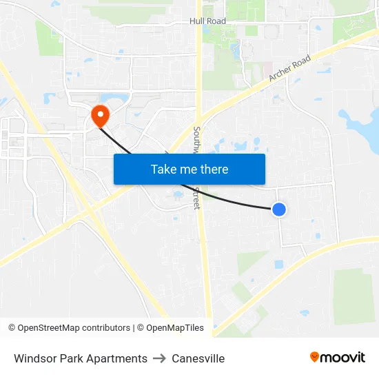 Windsor Park Apartments to Canesville map
