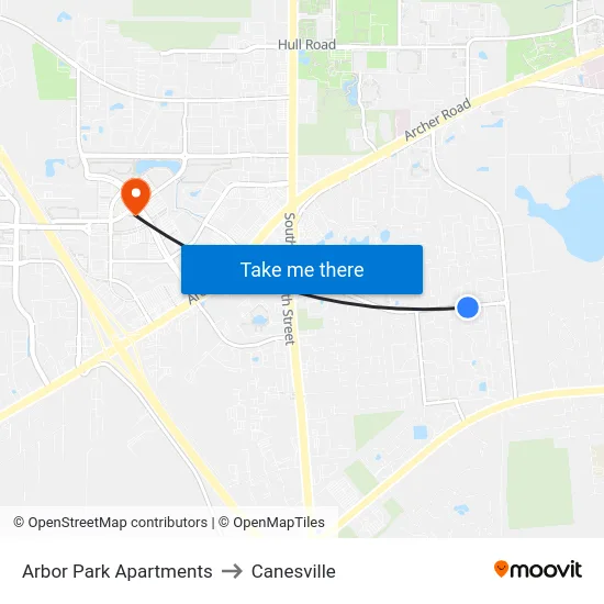 Arbor Park Apartments to Canesville map
