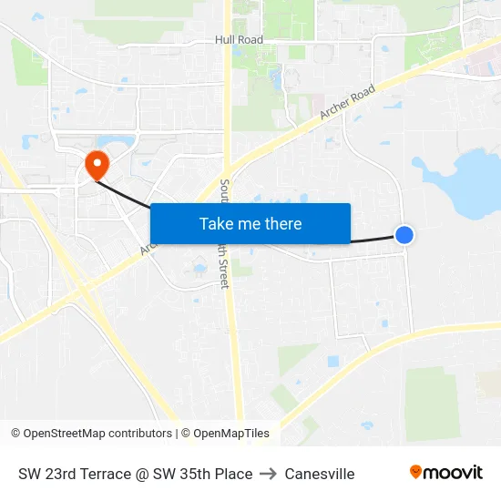 SW 23rd Terrace @ SW 35th Place to Canesville map