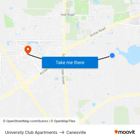 University Club Apartments to Canesville map