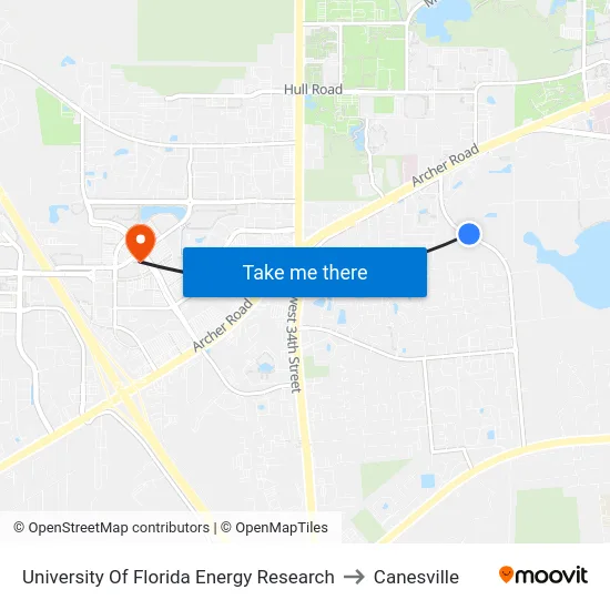 University Of Florida Energy Research to Canesville map