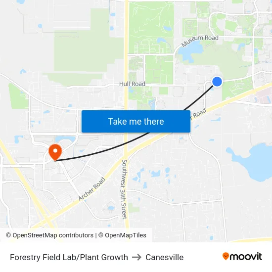 Forestry Field Lab/Plant Growth to Canesville map
