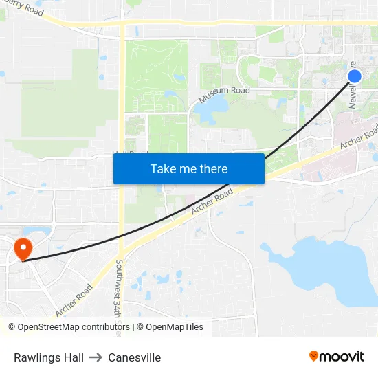 Rawlings Hall to Canesville map