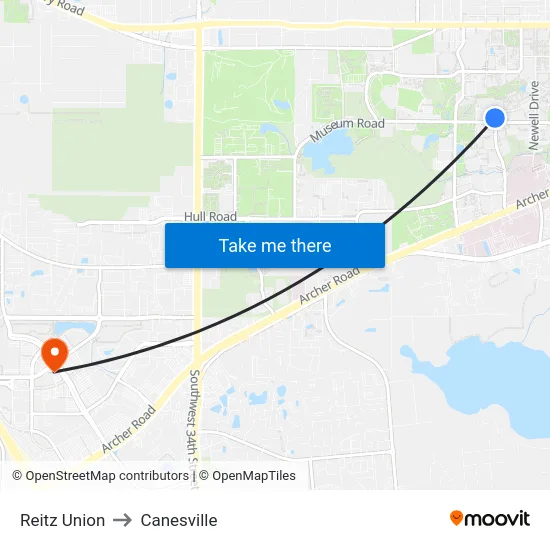 Reitz Union to Canesville map