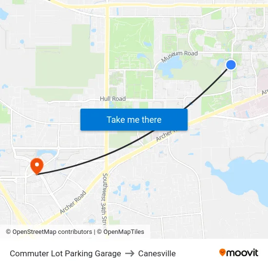 Commuter Lot Parking Garage to Canesville map