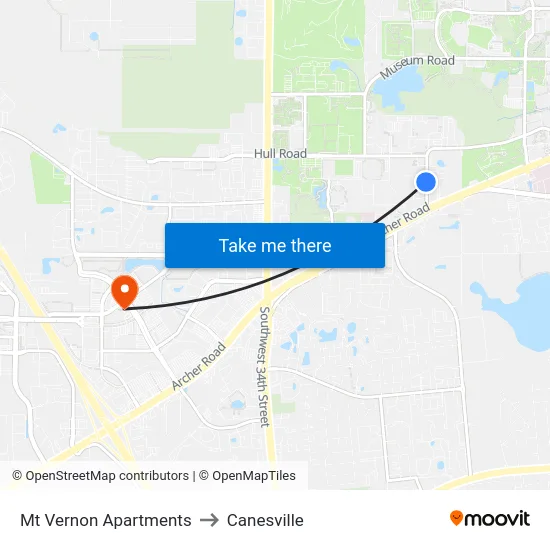 Mt Vernon Apartments to Canesville map