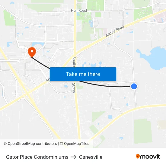 Gator Place Condominiums to Canesville map