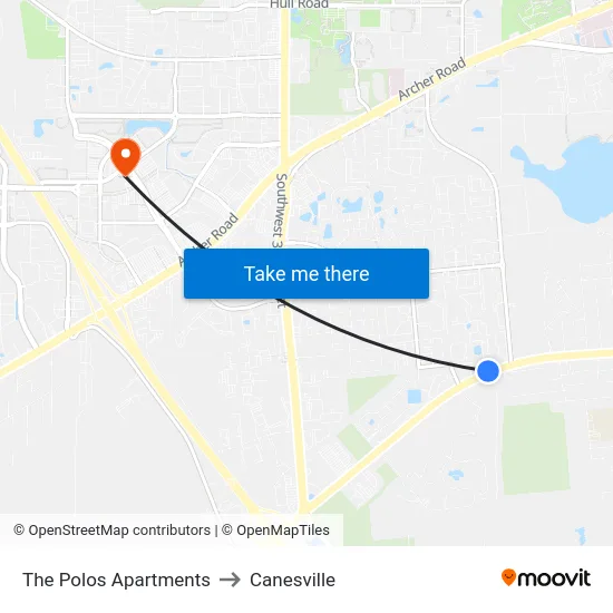 The Polos Apartments to Canesville map