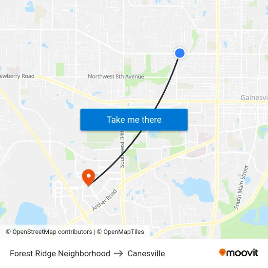 Forest Ridge Neighborhood to Canesville map