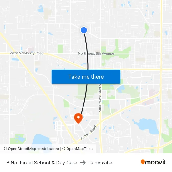 B'Nai Israel School & Day Care to Canesville map