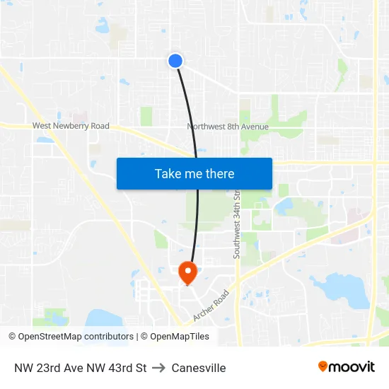 NW 23rd Ave NW 43rd St to Canesville map