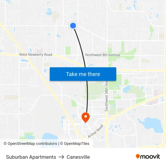 Suburban Apartments to Canesville map