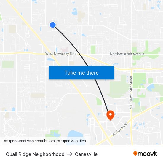 Quail Ridge Neighborhood to Canesville map