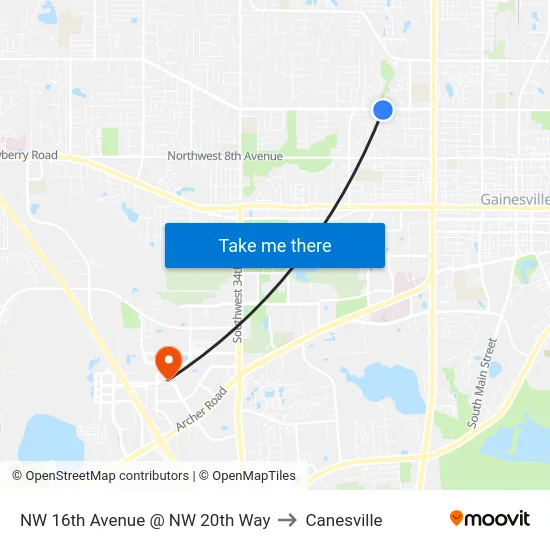 NW 16th Avenue @ NW 20th Way to Canesville map