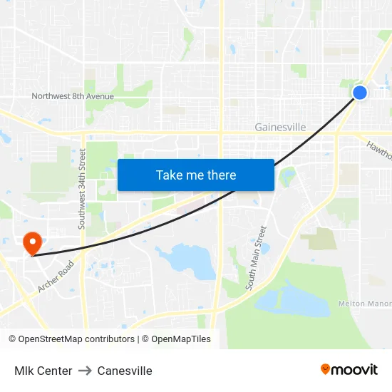 Mlk Center to Canesville map
