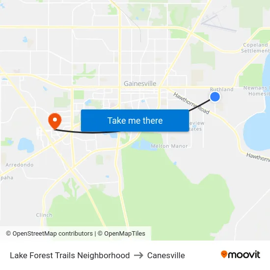 Lake Forest Trails Neighborhood to Canesville map