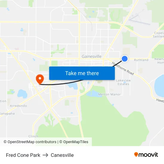 Fred Cone Park to Canesville map