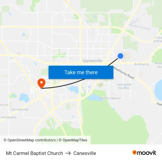 Mt Carmel Baptist Church to Canesville map