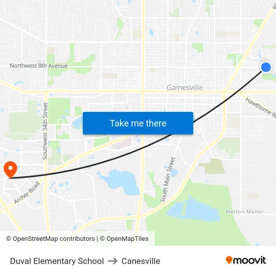 Duval Elementary School to Canesville map