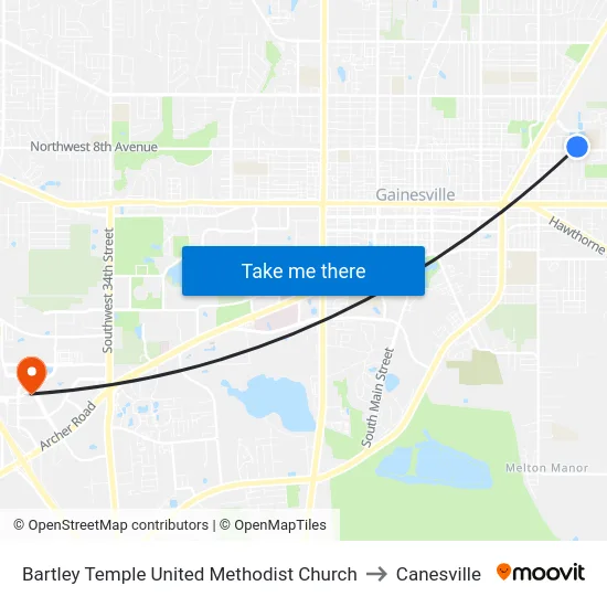 Bartley Temple United Methodist Church to Canesville map