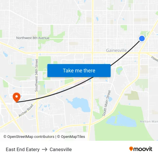 East End Eatery to Canesville map
