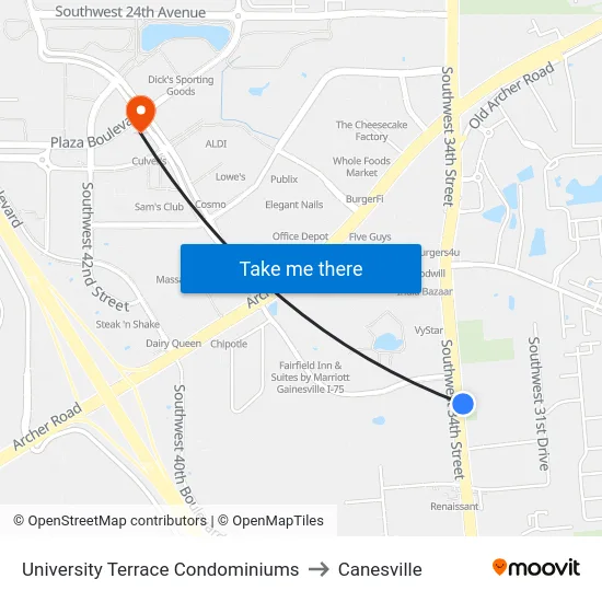 University Terrace Condominiums to Canesville map