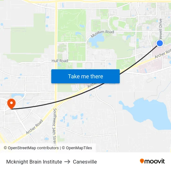Mcknight Brain Institute to Canesville map