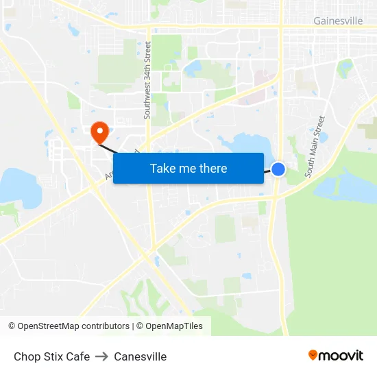 Chop Stix Cafe to Canesville map