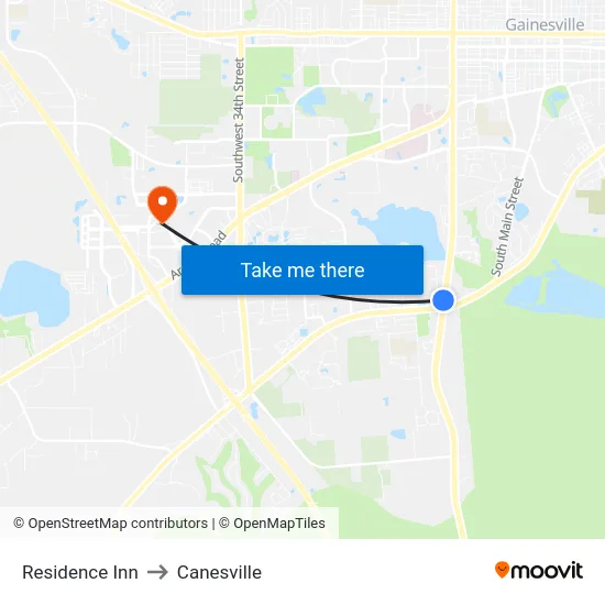 Residence Inn to Canesville map