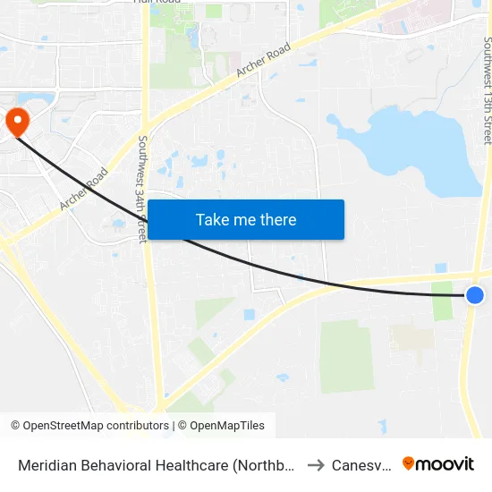 Meridian Behavioral Healthcare (Northbound) to Canesville map