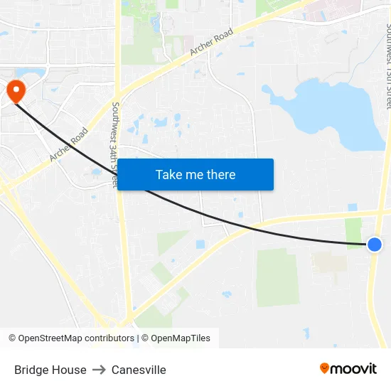 Bridge House to Canesville map