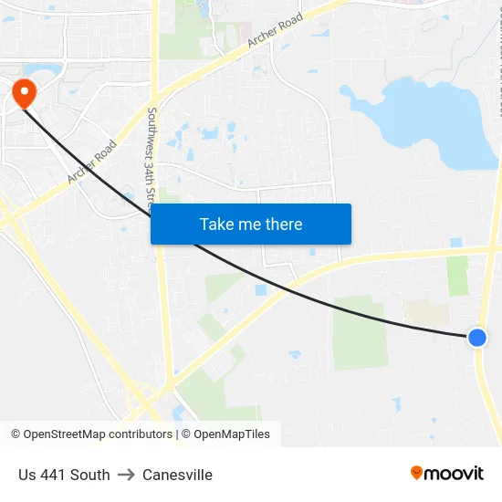 Us 441 South to Canesville map