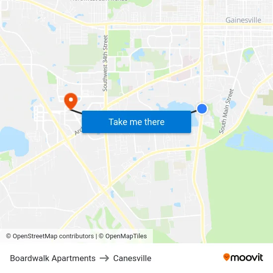 Boardwalk Apartments to Canesville map