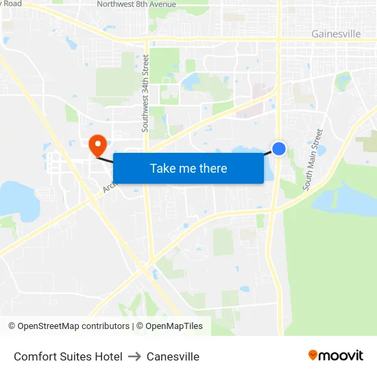 Comfort Suites Hotel to Canesville map