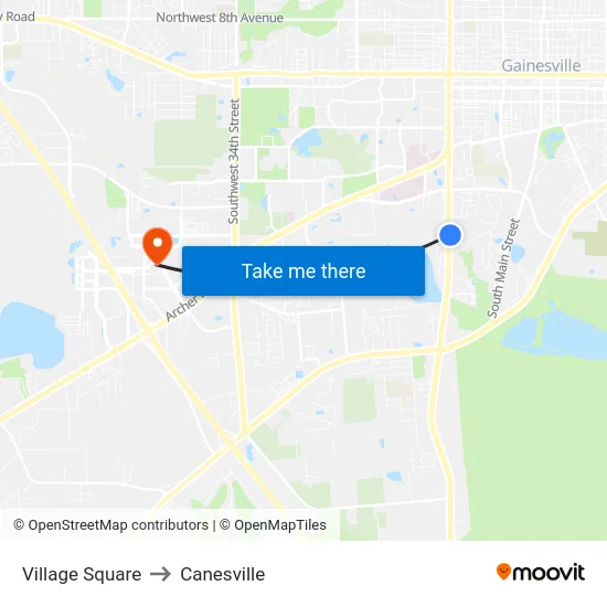 Village Square to Canesville map